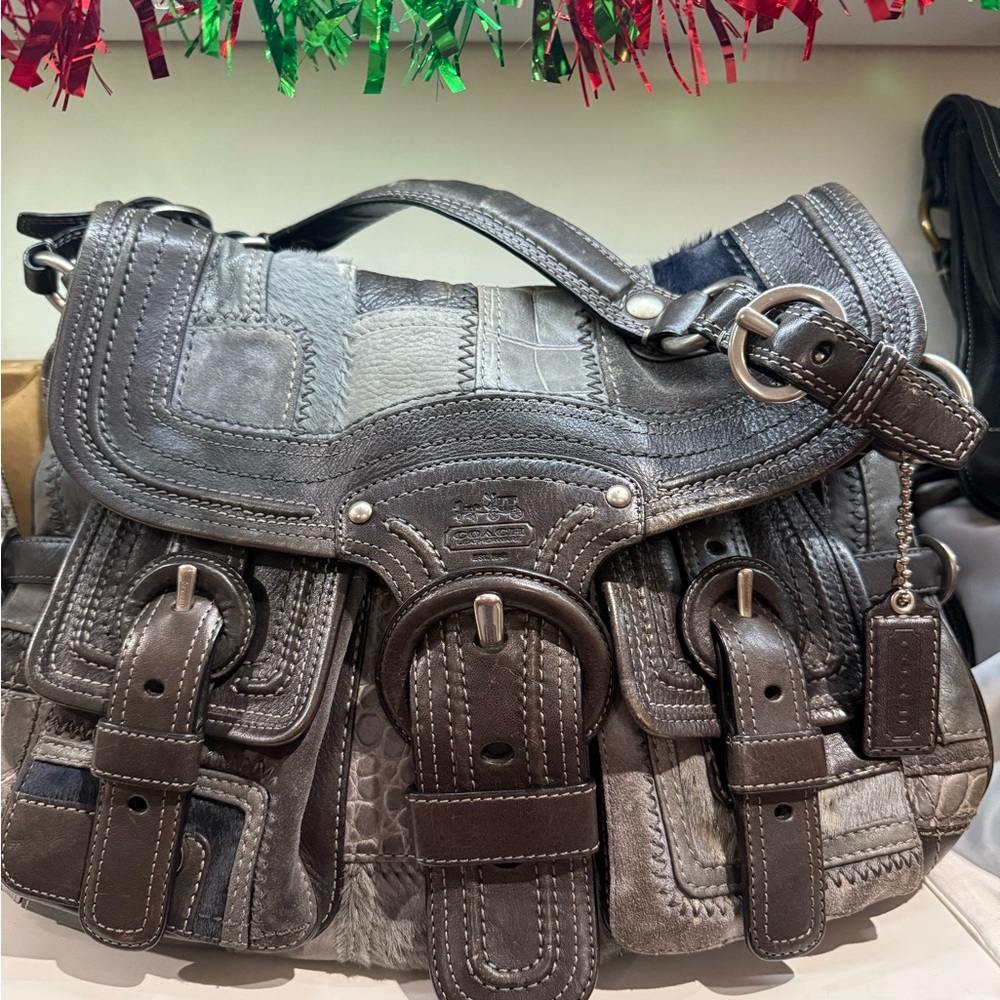 Coach Soho Patchwork Y2k Stylish Gray Leather Men… - image 1